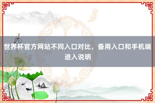 世界杯官方网站不同入口对比，备用入口和手机端进入说明